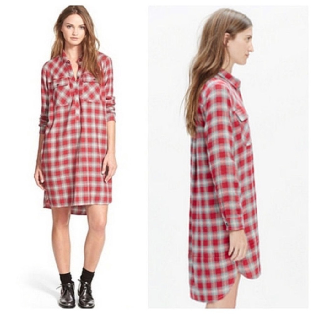 Madewell Daywalk Glendale Plaid Flannel Shirtdress
